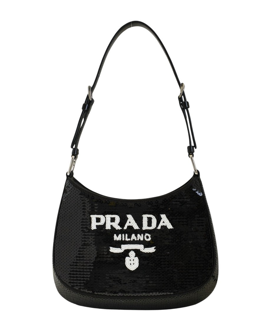 Prada Cleo Small Shoulder Paillettes Nera