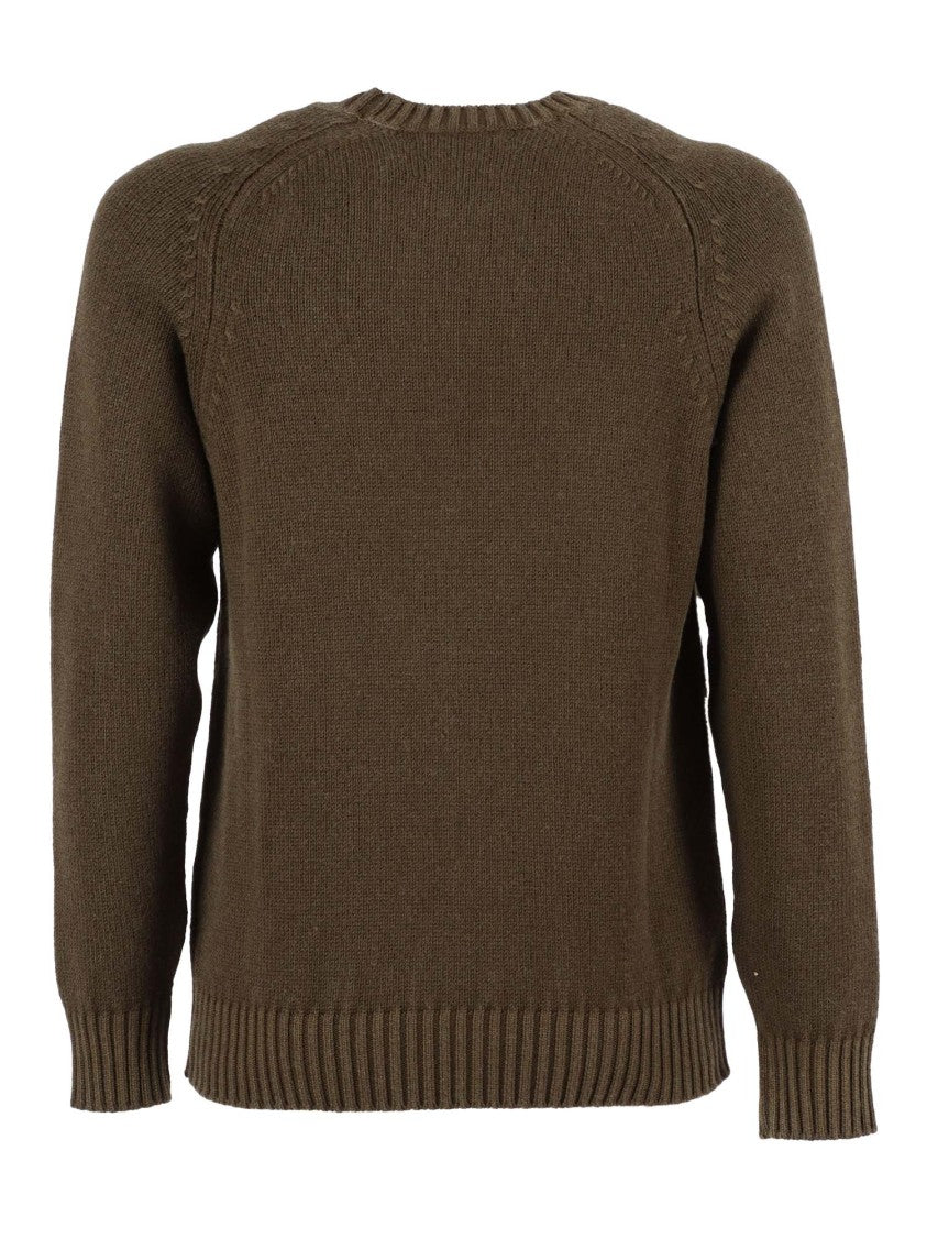 Circolo 1901 Brown Wool Sweater With Hammer Neckline And Ribbed Details
