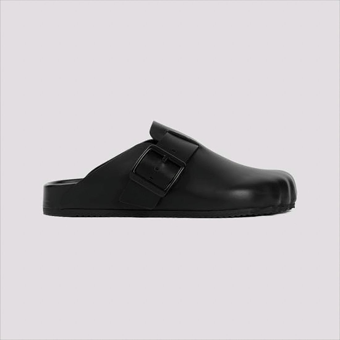 Balenciaga Black Calf Leather Mule With Statement Buckle