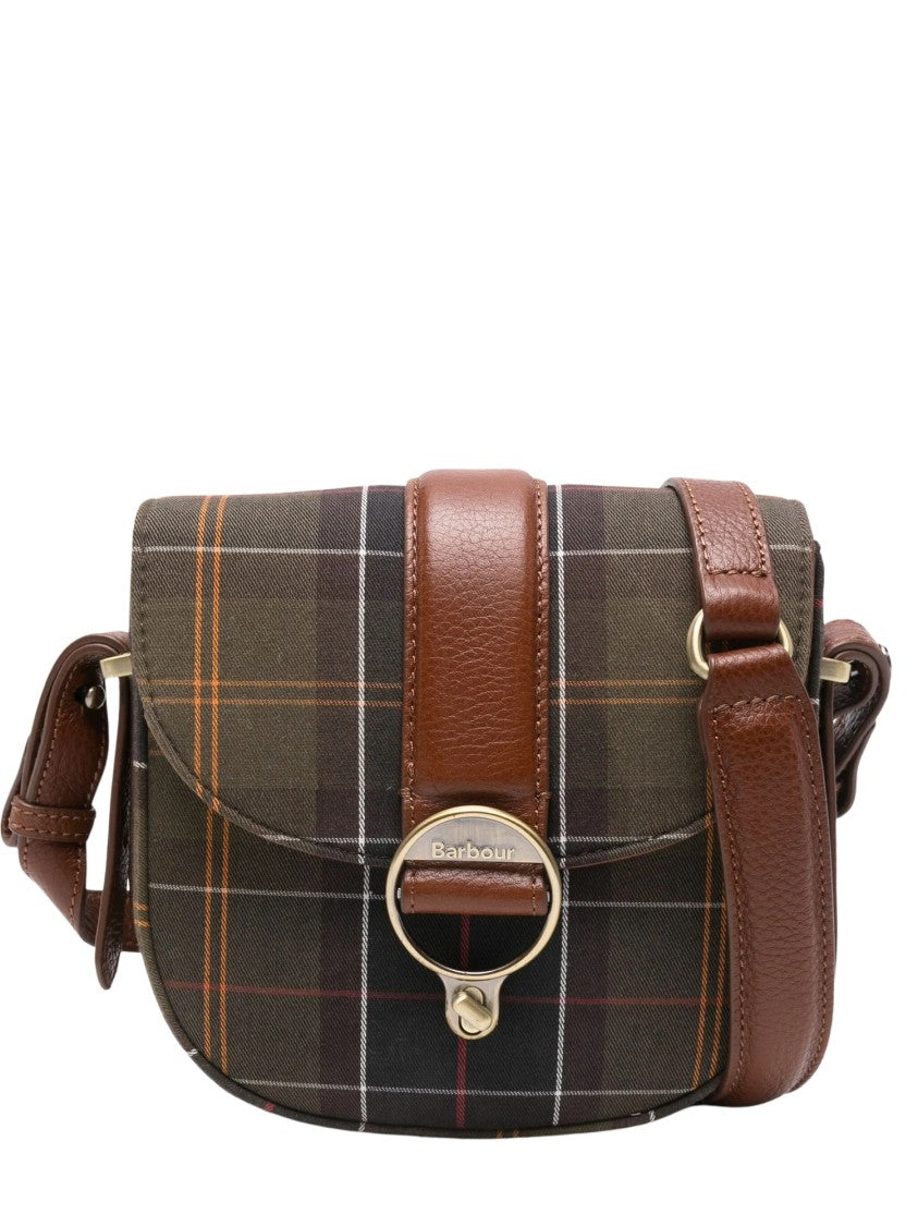 Barbour Tartan-Pattern Buckled Satchel Bag With Gold-Tone Hardware