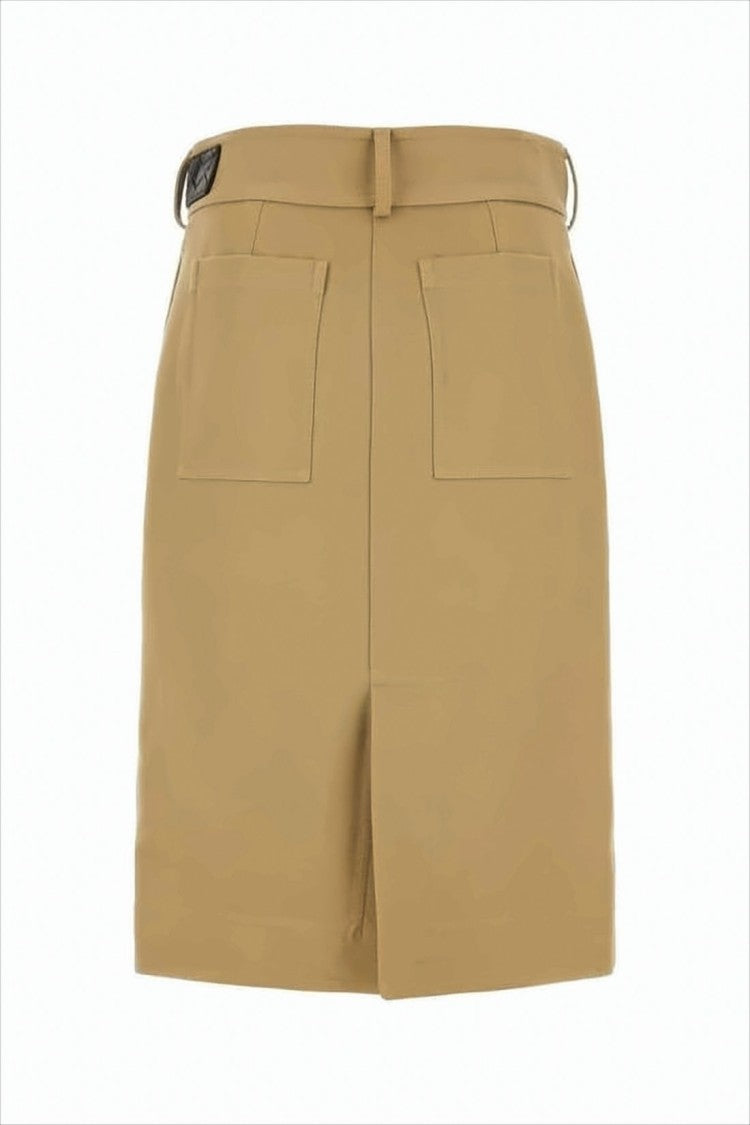 Bottega Veneta Structured Beige Midi Skirt