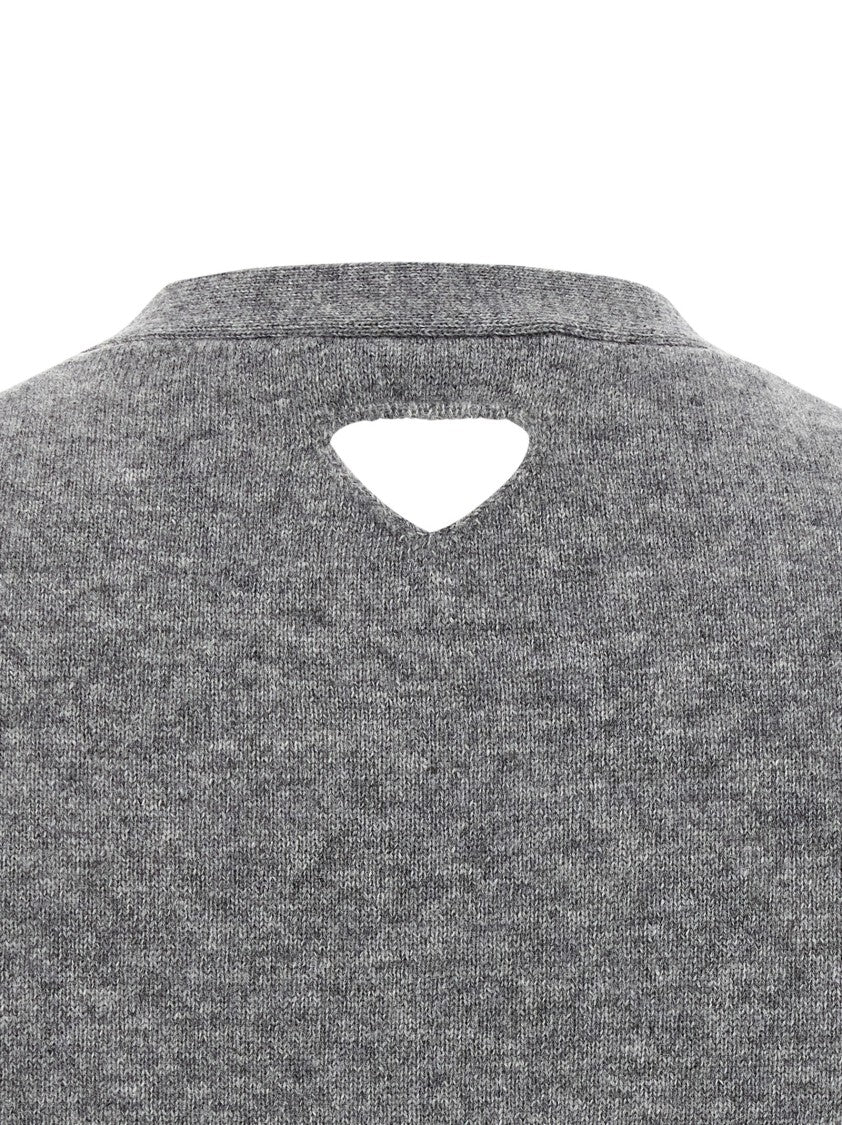 Prada V-Neck Cashmere Cardigan With Button Closure And Logo Detail