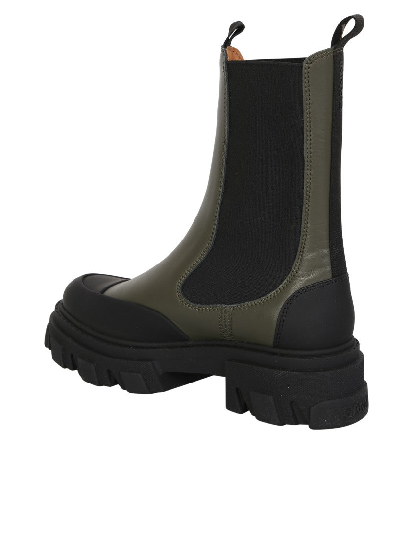 Ganni Modern Round Toe Boots With Elasticated Ankles And Ridged Rubber Sole