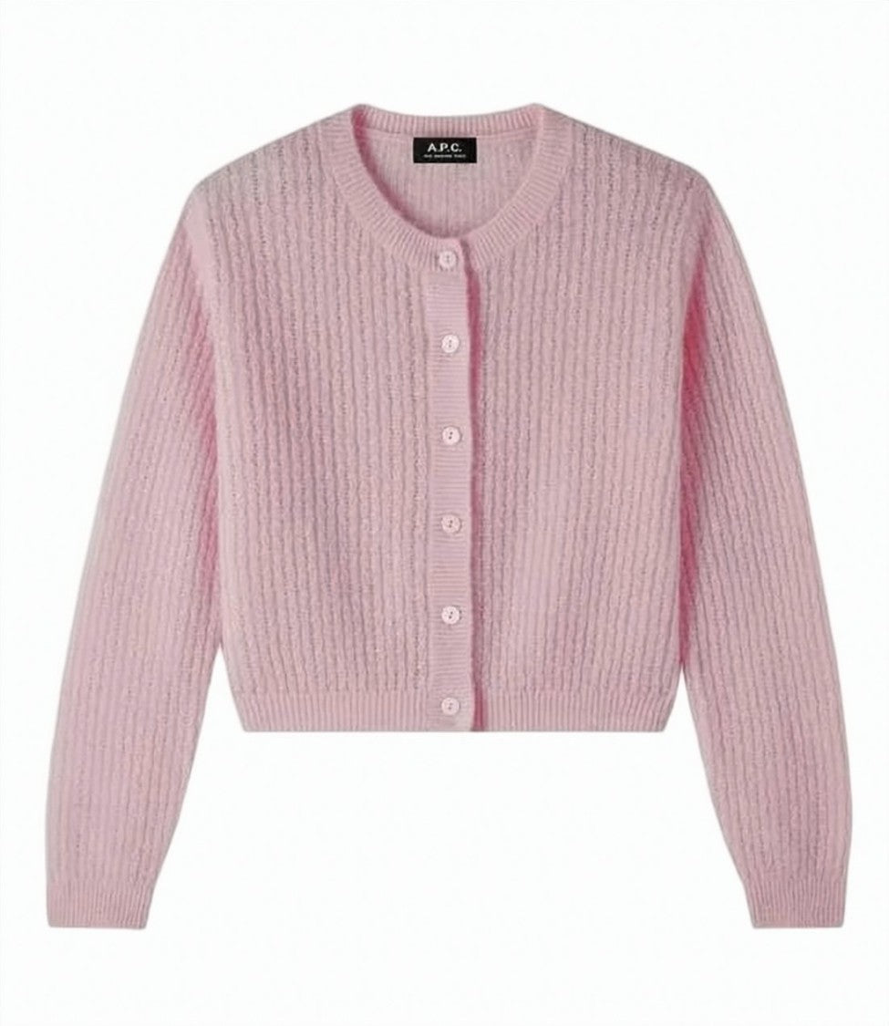 A.P.C. Ribbed Knit Cardigan With Cropped Silhouette