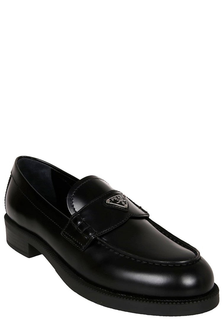 Prada Polished Leather Loafers With Classic Penny Strap