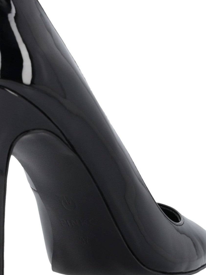 Pinko Pointed Toe Black Pumps With Patent Finish