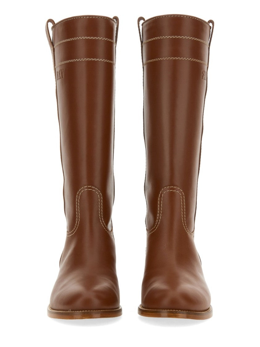 Fay Knee-High Brown Calf Leather Boots