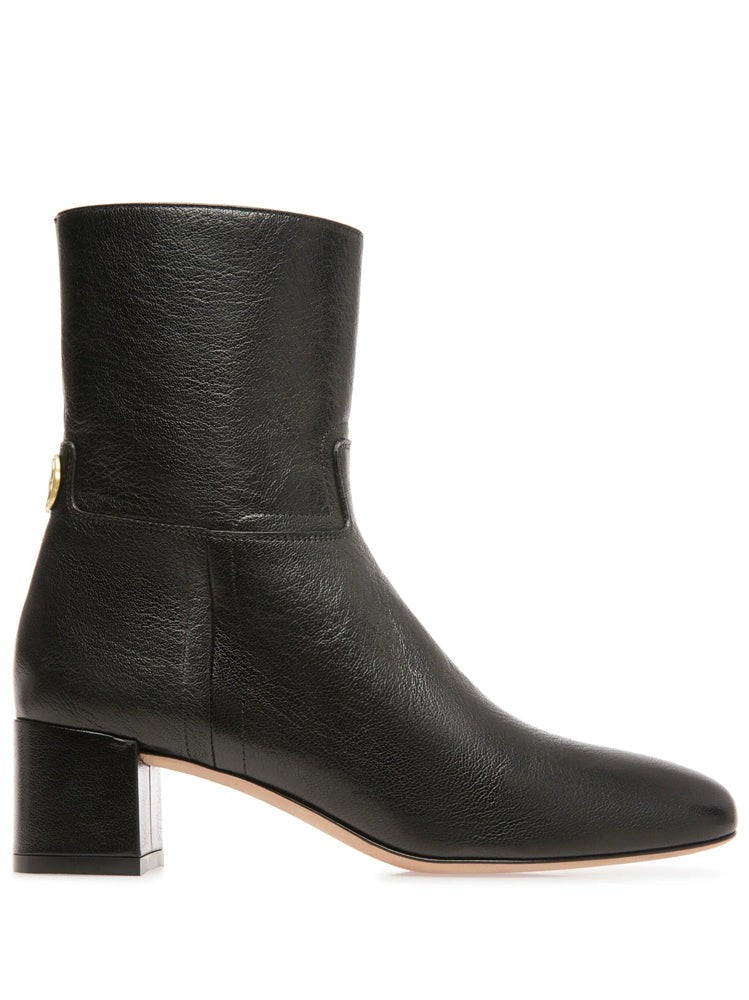 Bally Black Low Block Heel Leather Ankle Boots