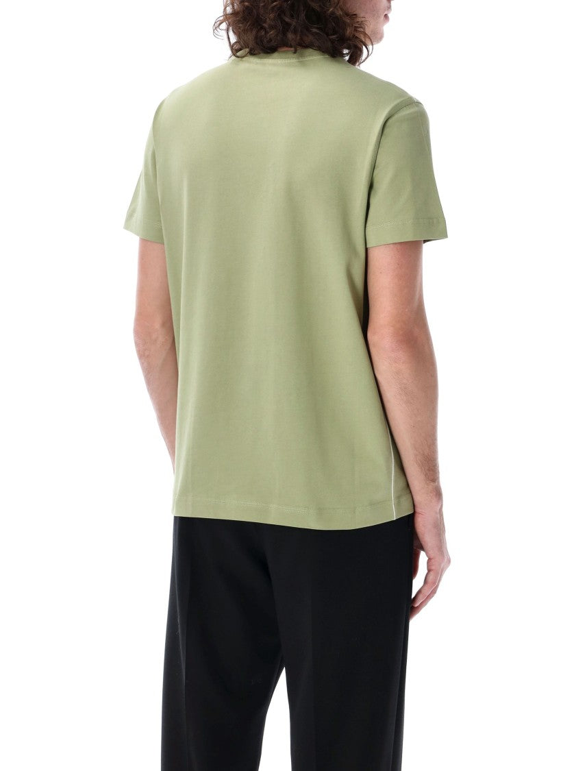 Burberry Ribbed Cotton T-Shirt With Subtle Embroidered Emblem