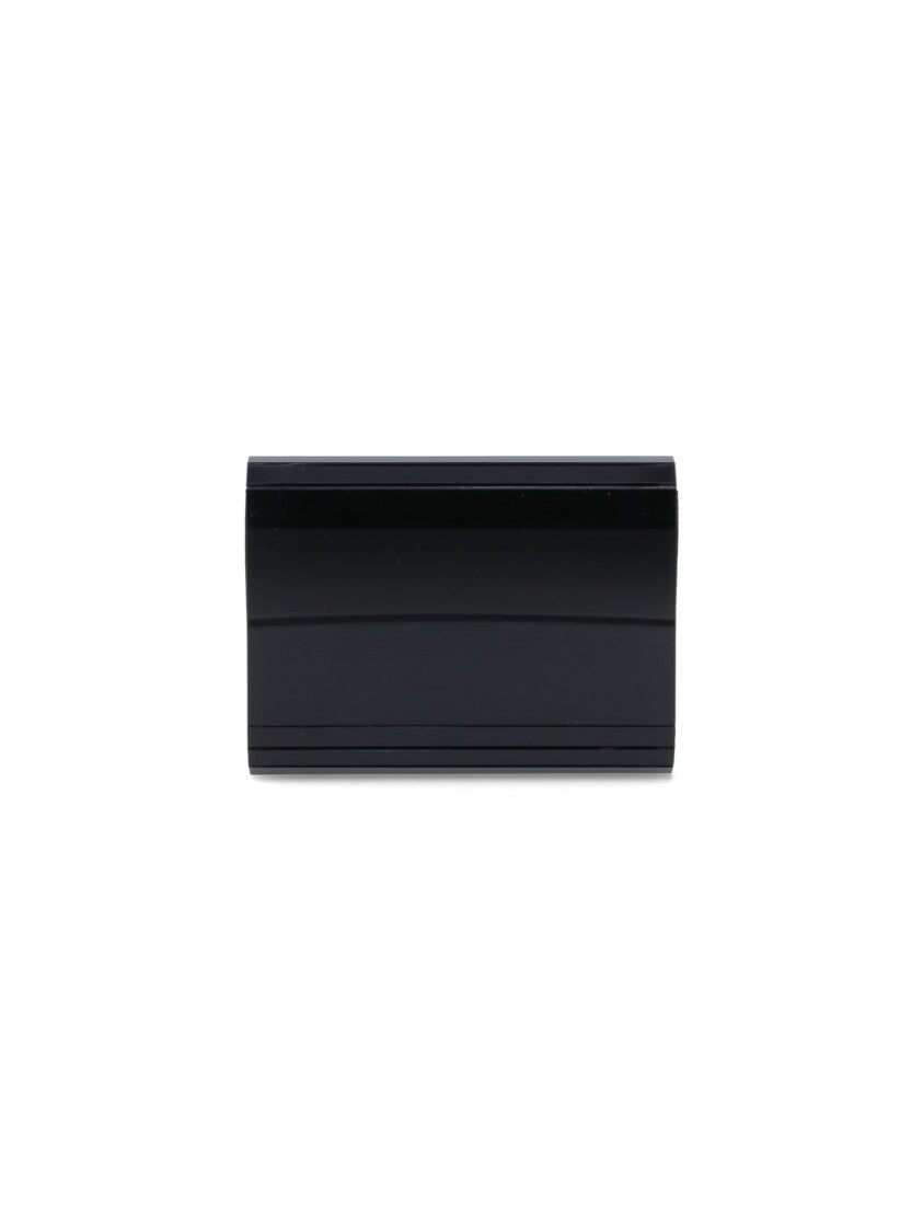Jimmy Choo Candy Black Ribbed Panel Chain Strap Asymmetric Clutch