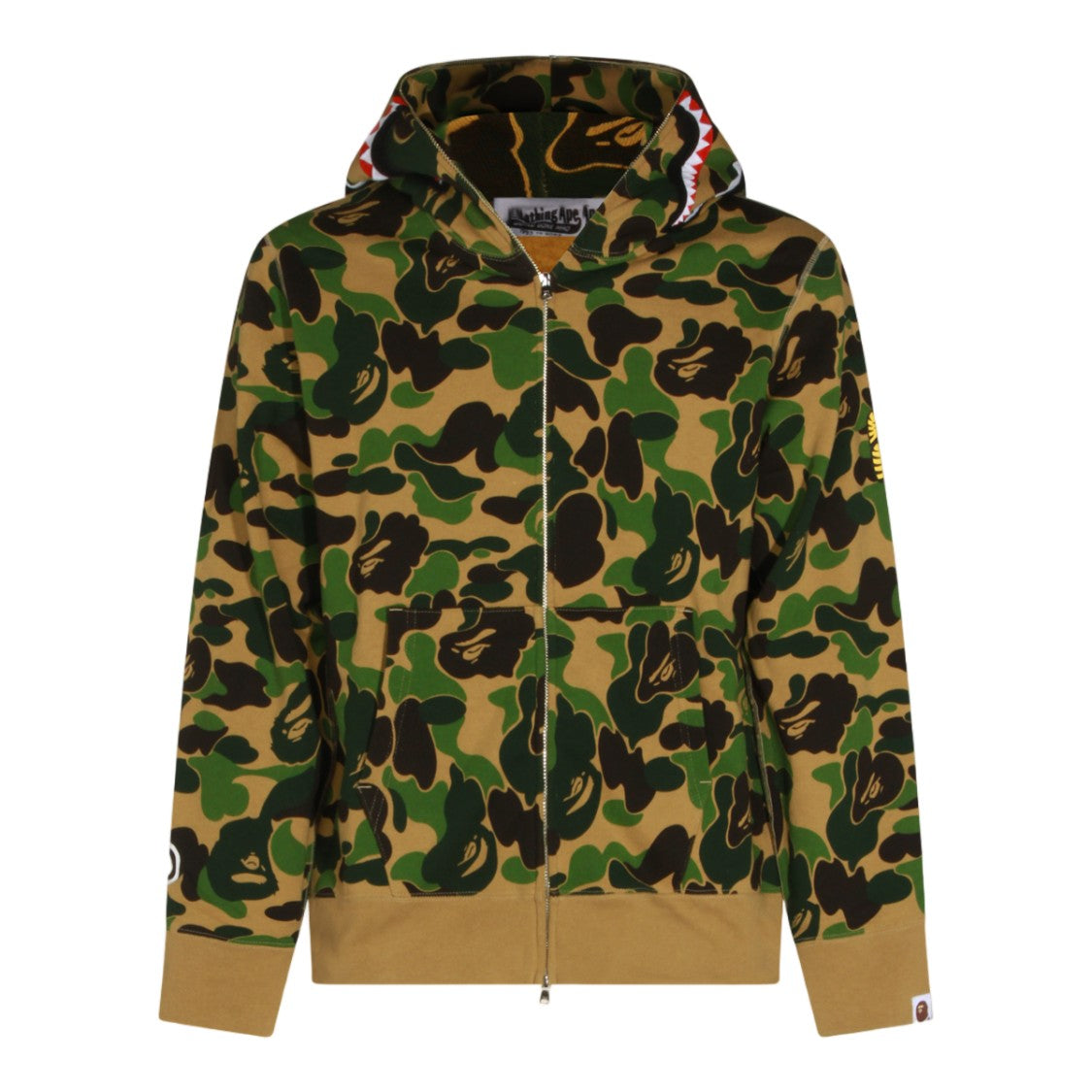 Bape Camouflage Zip-Up Hoodie With Shark Face Design
