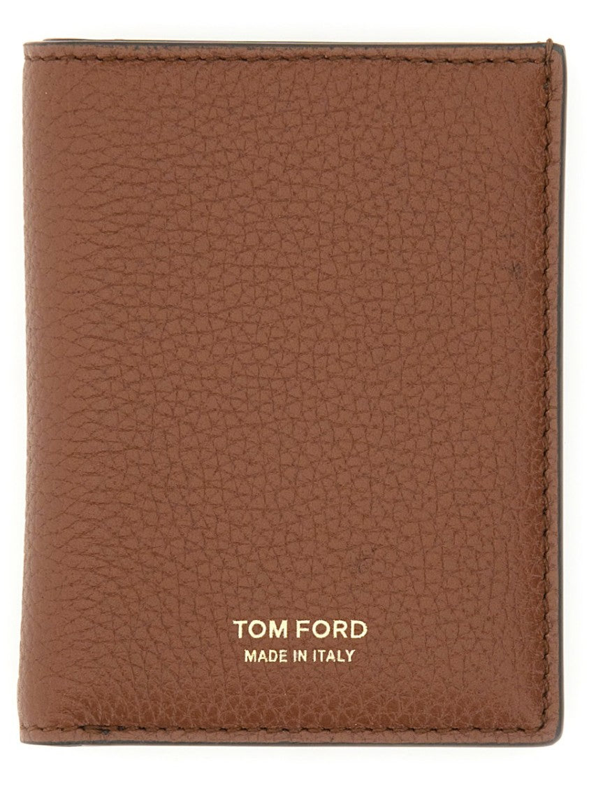 Tom Ford Brown Calf Leather T Line Portfolio