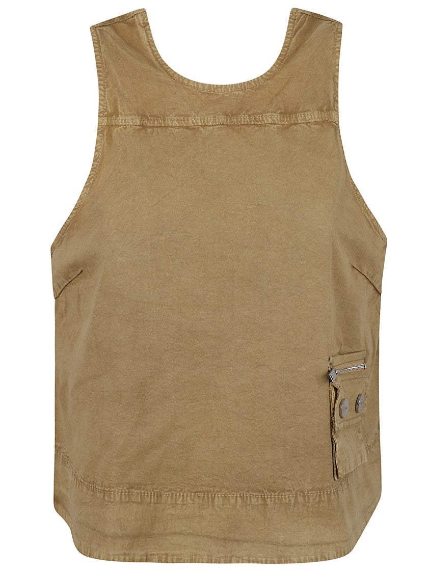 Ganni Relaxed-Fit Sleeveless Top With Cropped Hem