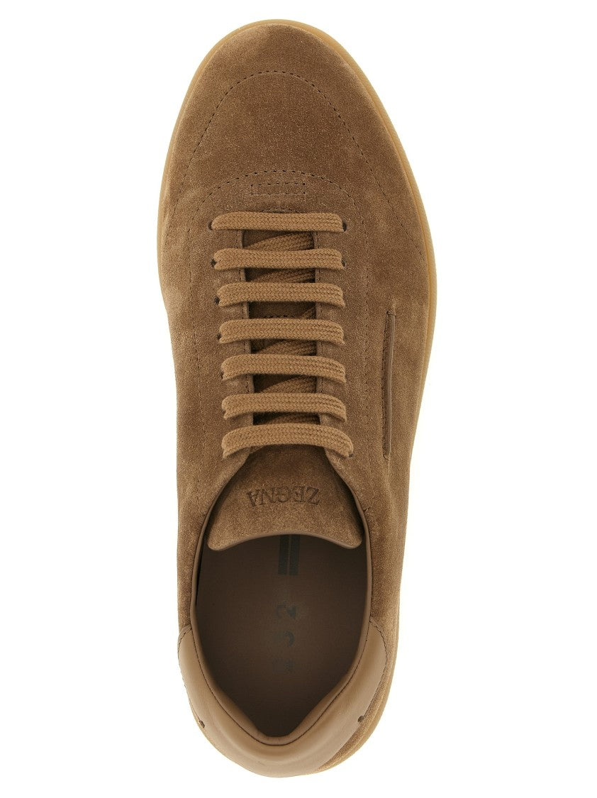 Zegna Suede Sneakers With Structured Silhouette