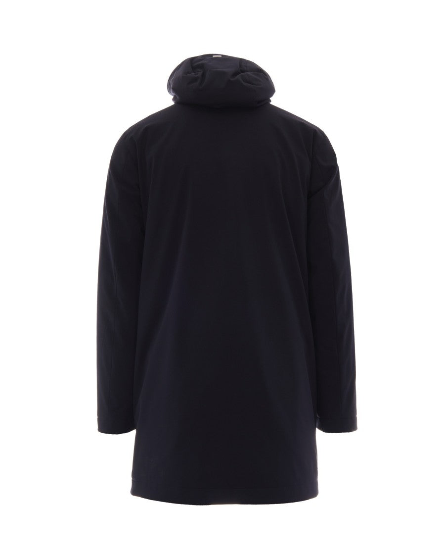 Herno Blue Hooded Water-Repellent Parka