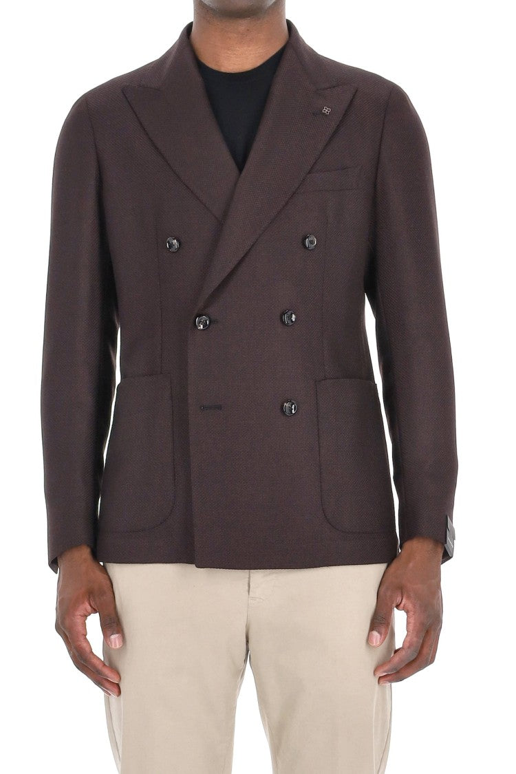 Tagliatore Montecarlo Line Double-Breasted Textured Jacket
