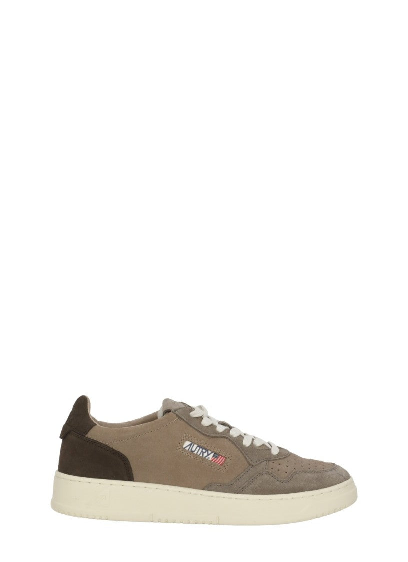 Autry Brown Suede Branded Accents Low-Top Sneakers