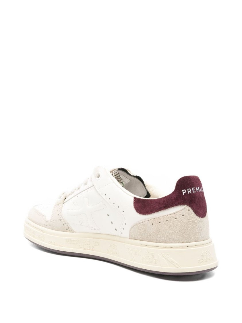 Premiata Low-Top White Sneakers With Suede Overlays