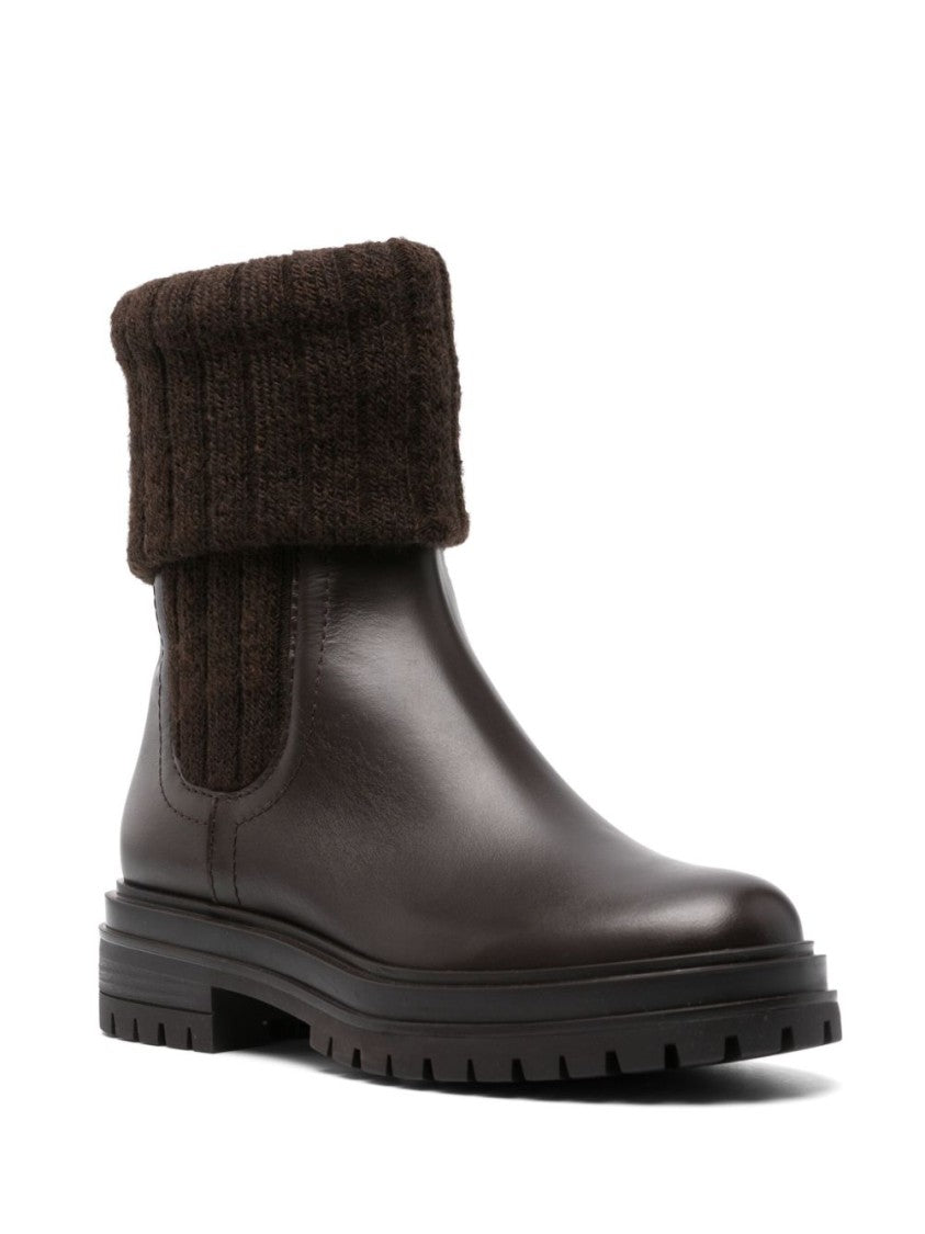 Gianvito Rossi Tenney Boots With Knitted Cuff And Chunky Sole