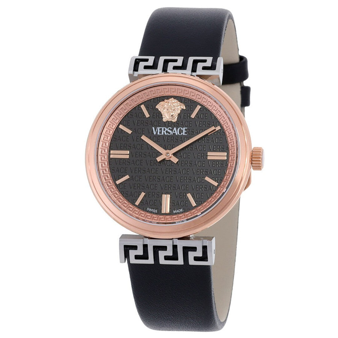 Versace Mythos 36Mm Rose-Gold Tone Steel Watch With Black Dial