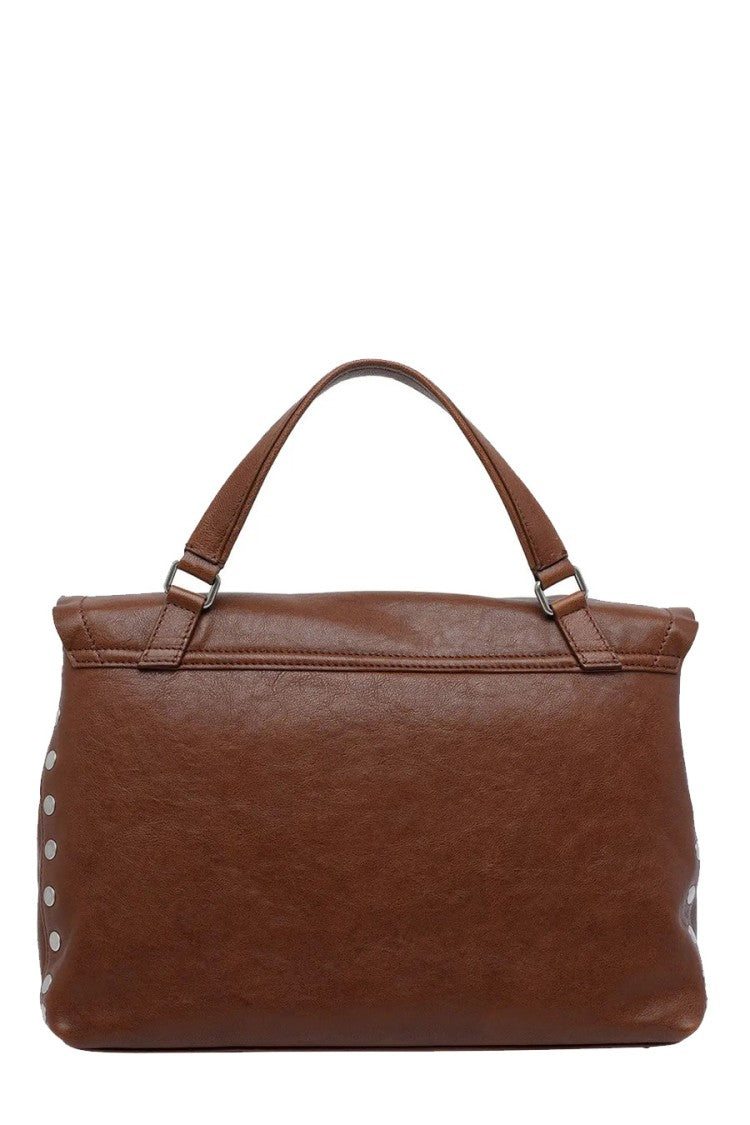 Zanellato Brown Leather Twist-Lock Flap Satchel Bag
