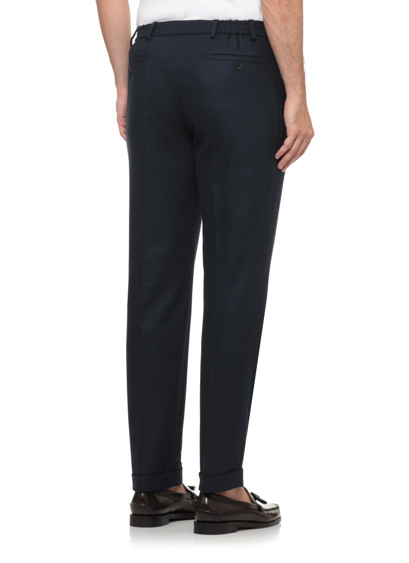 Devore Blue Tailored Wool Straight-Leg Pants