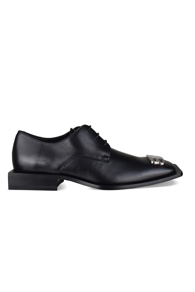 Balenciaga Square Toe Black Leather Derbies