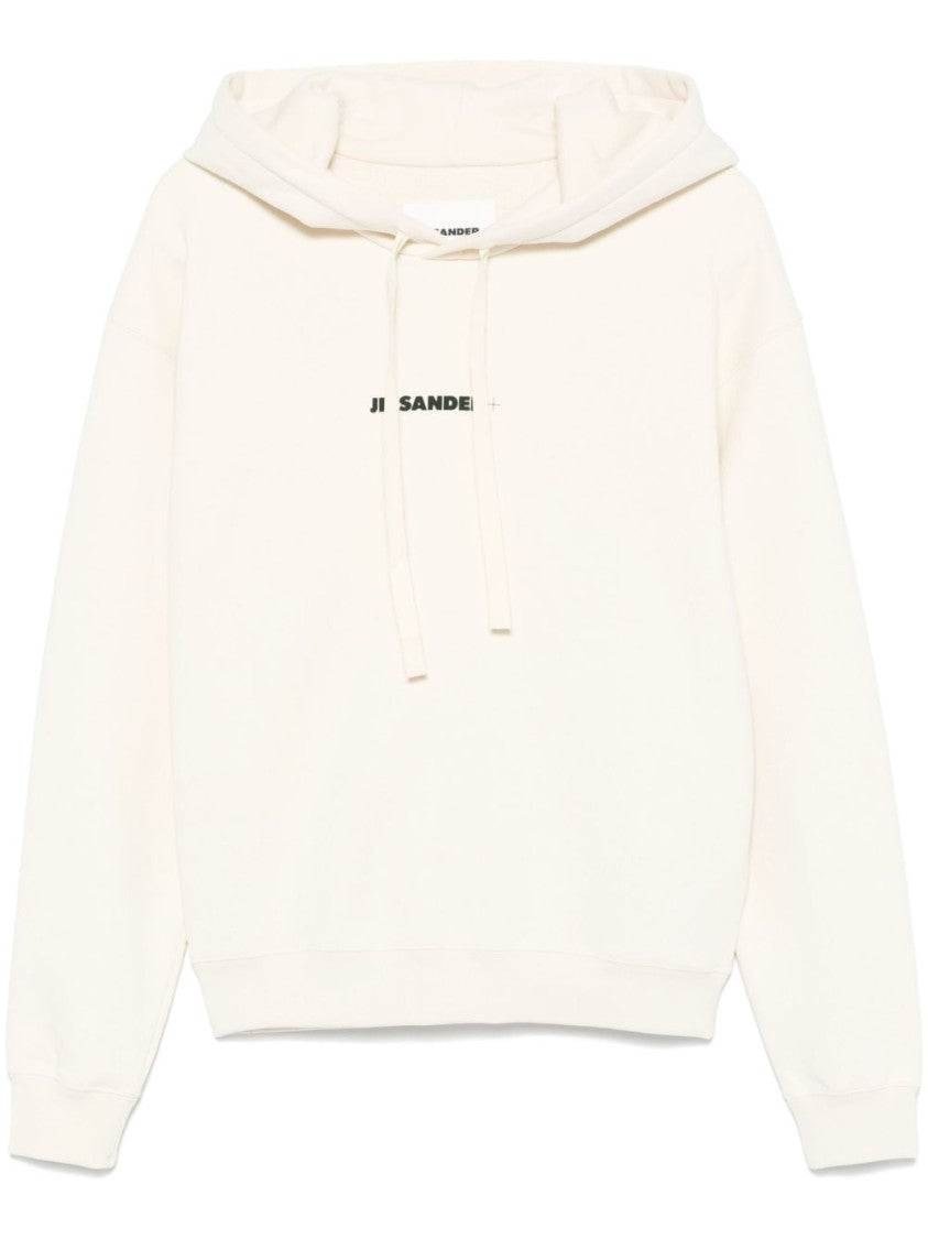 Jil Sander Beige Hoodie With Drawstring And Subtle Logo Detail
