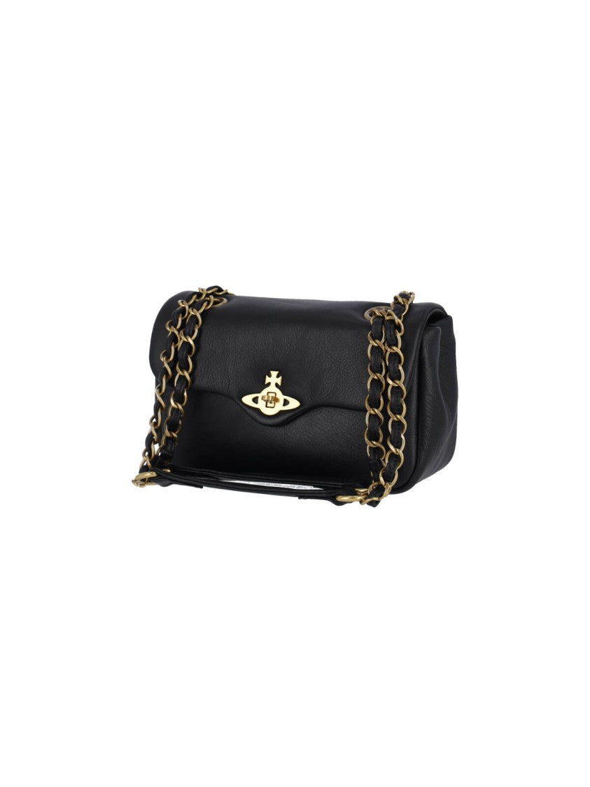 Vivienne Westwood Structured Leather Shoulder Bag With Gold-Tone Accents