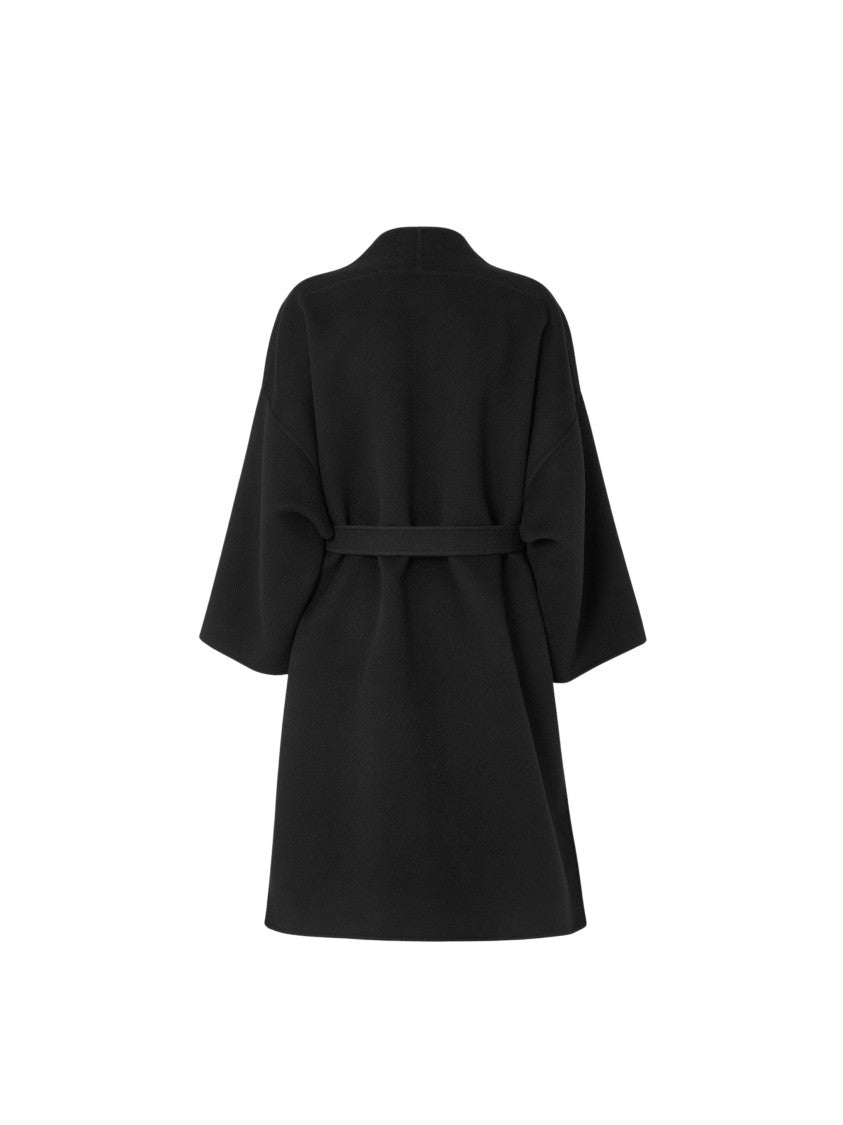 Fendi Kimono-Inspired Midi Coat With Deep Side Slits And Matching Belt