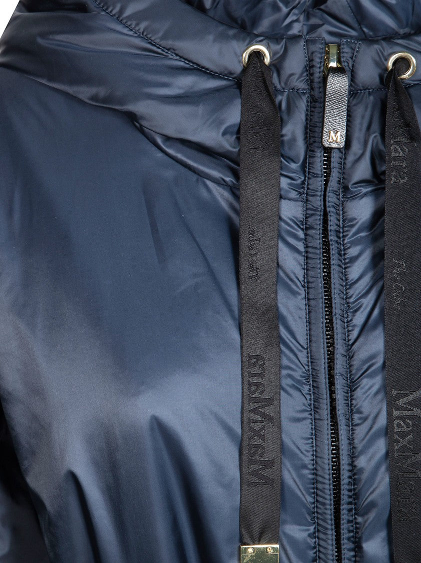 Max Mara Blue Mtcgreenpi Long Belted Padded Coat