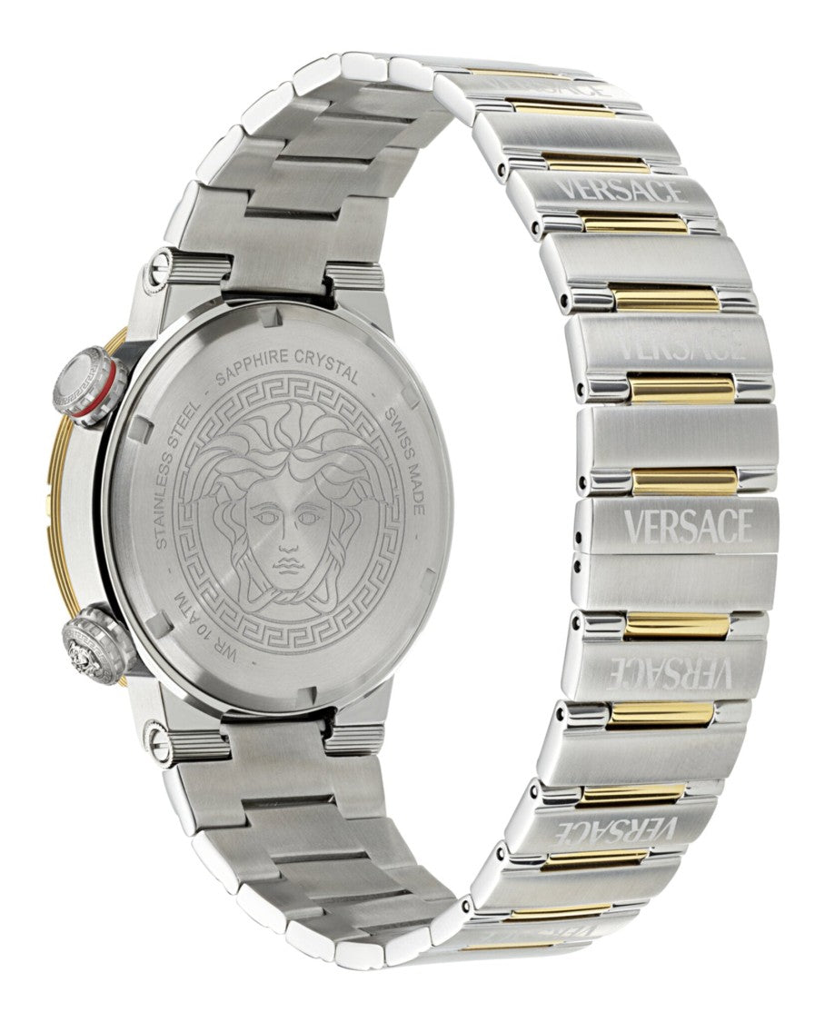 Versace Greca Logo Diver Bracelet Watch With Green Guilloche Dial