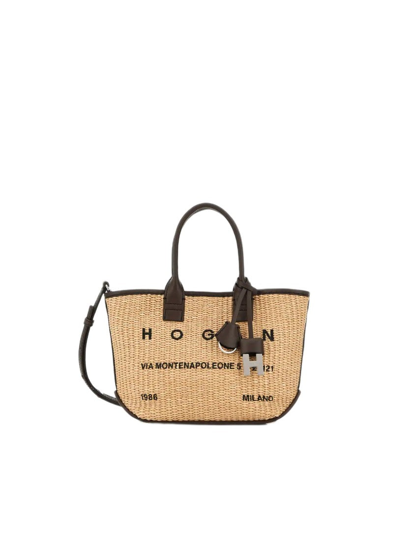 Hogan Structured Rectangular Tote Bag With Woven Texture
