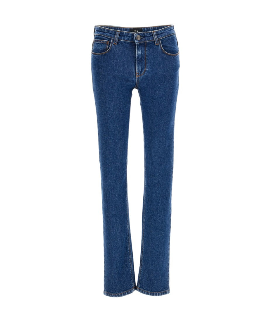 Fay Skinny Fit Stone-Washed Denim Jeans