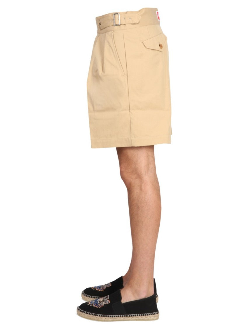 Kenzo Structured Twill Shorts With Adjustable Belt