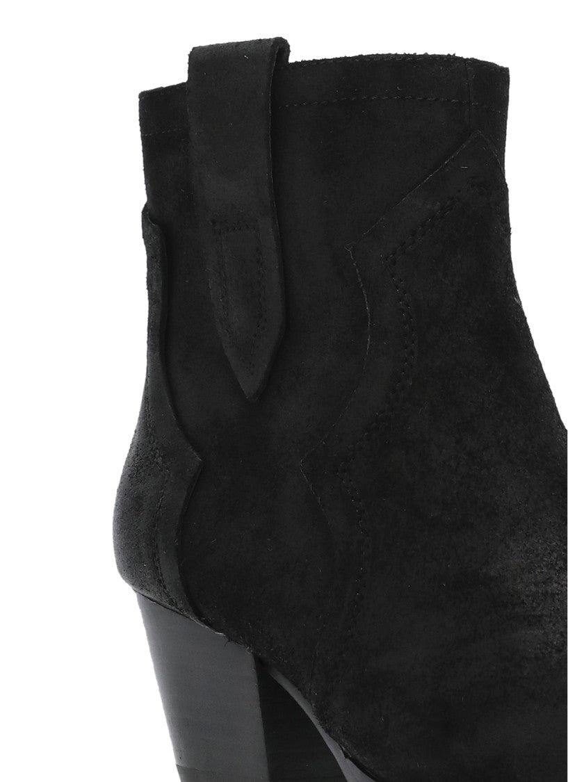 Ash Black Flare Arrow-Toe Suede Boots