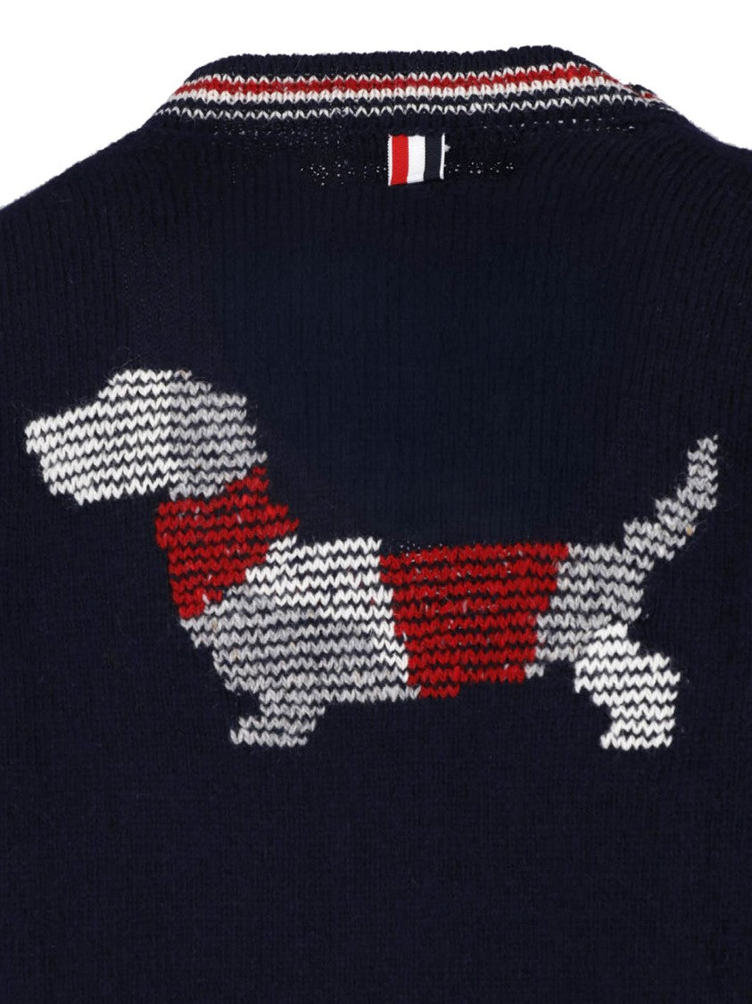 Thom Browne Navy Blue Hector Wool-Blend Cardigan