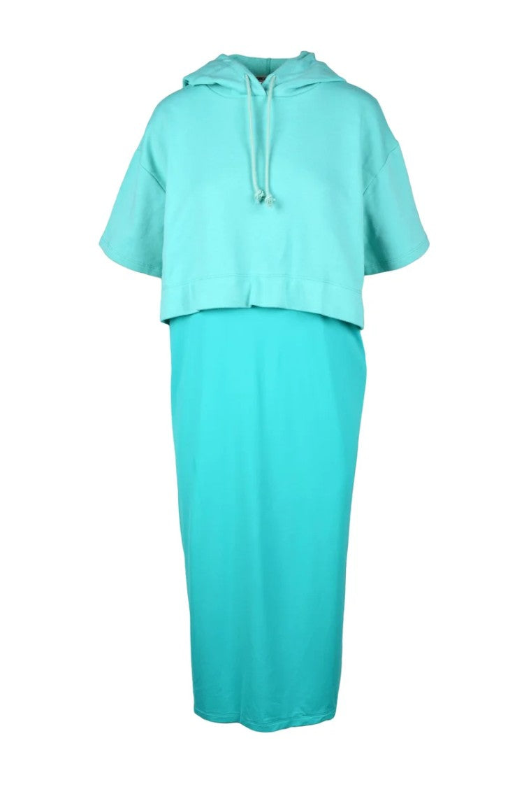 Semi Couture Aqua Hooded Polyamide Dress