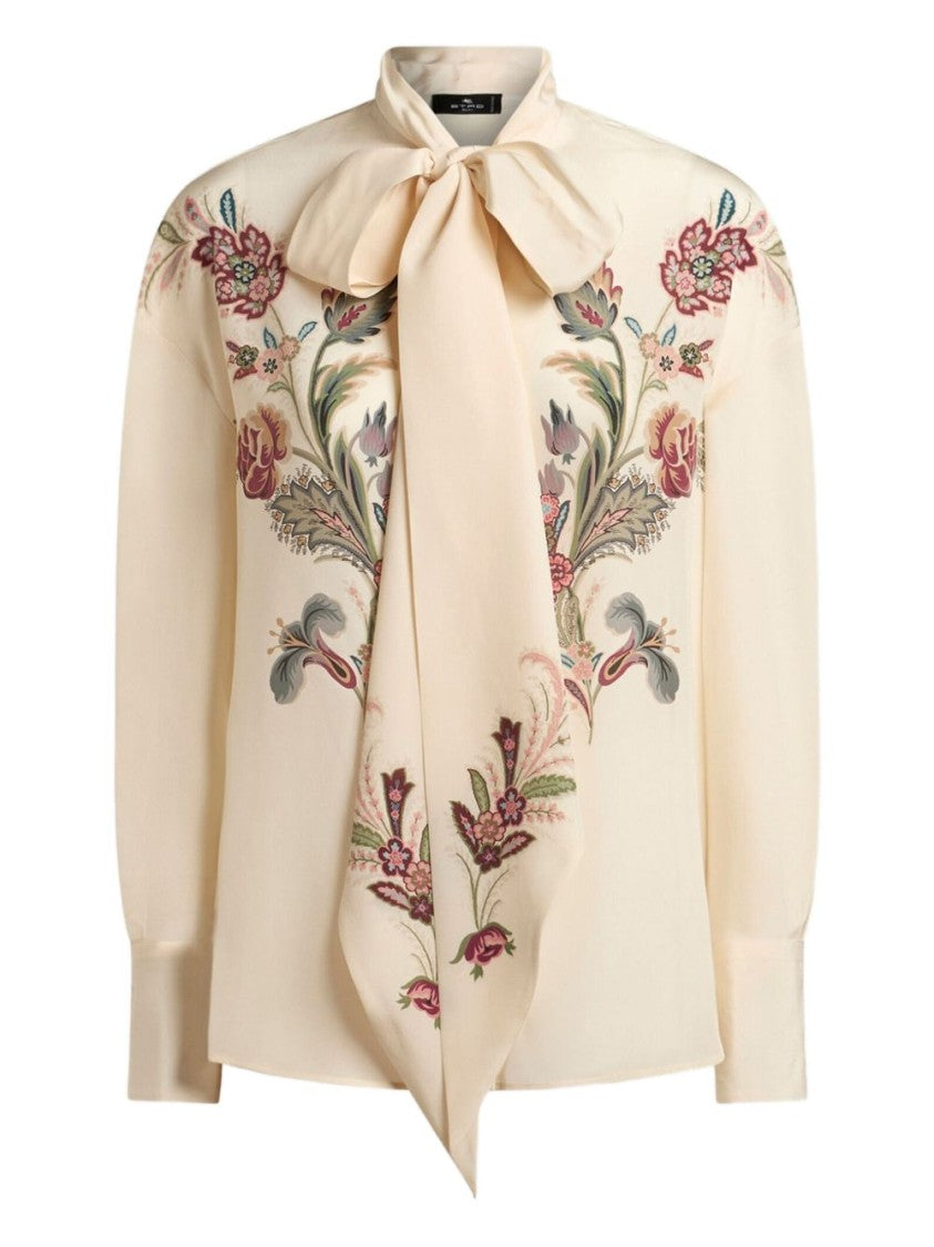 Etro Ivory Crepe De Chine Silk Blouse