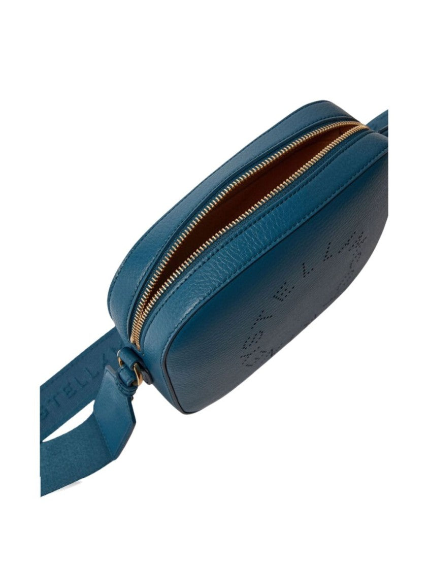 Stella Mccartney Blue Branded Fabric Strap Faux Leather Camera Bag