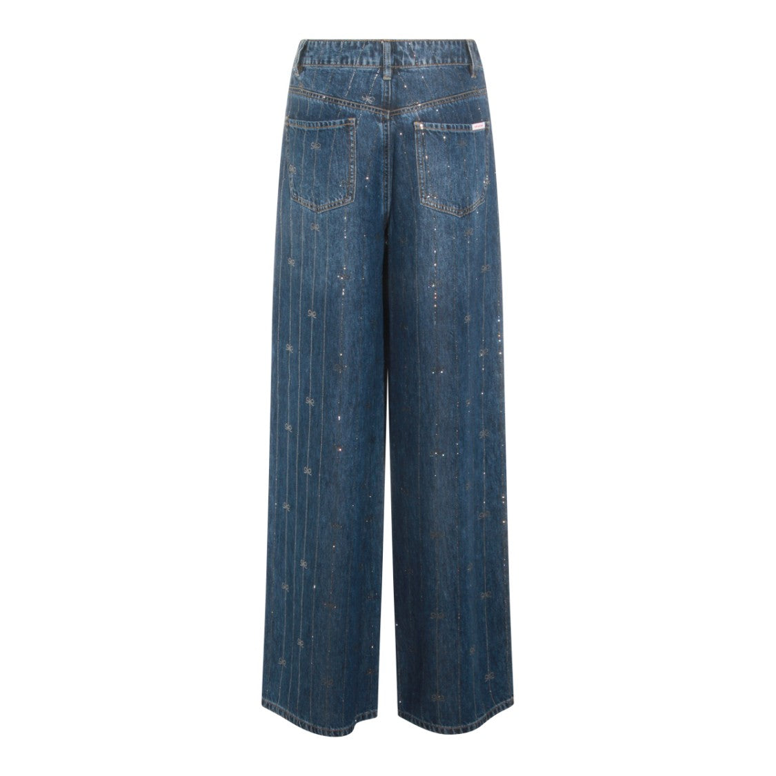 Self-Portrait High-Waisted Wide-Leg Jeans With Strass Embellishments