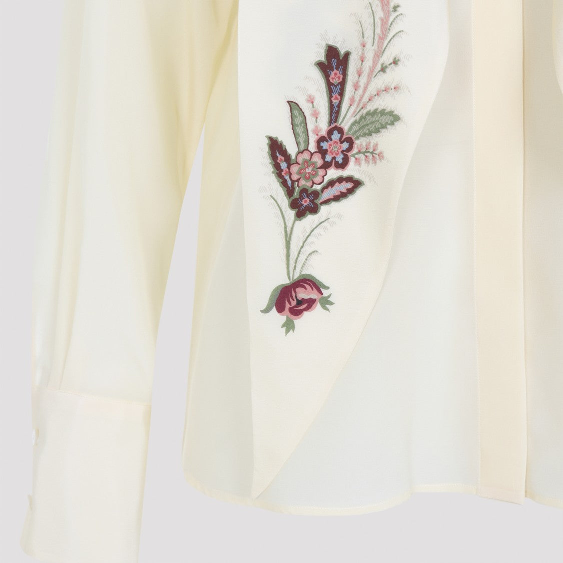 Etro Silk Shirt With Floral Embroidery And Draped Detail