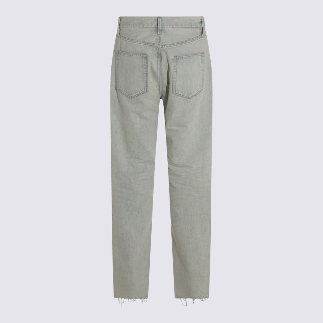 Fear Of God Straight-Leg Jeans In Light Grey Wash With Distressed Hem