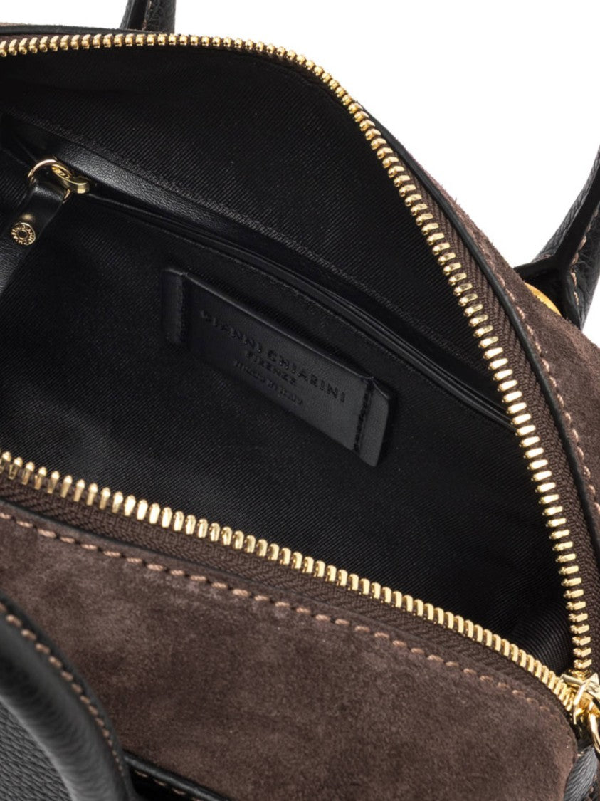 Gianni Chiarini Black Gemma Leather Suede Handbag
