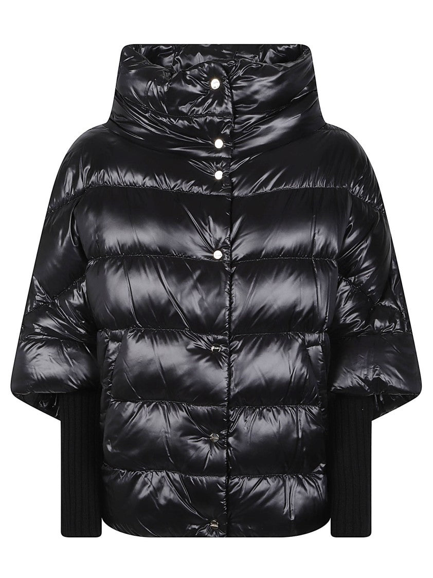 Herno Ultralight Quilted Layered High-Collar Long Down Jacket