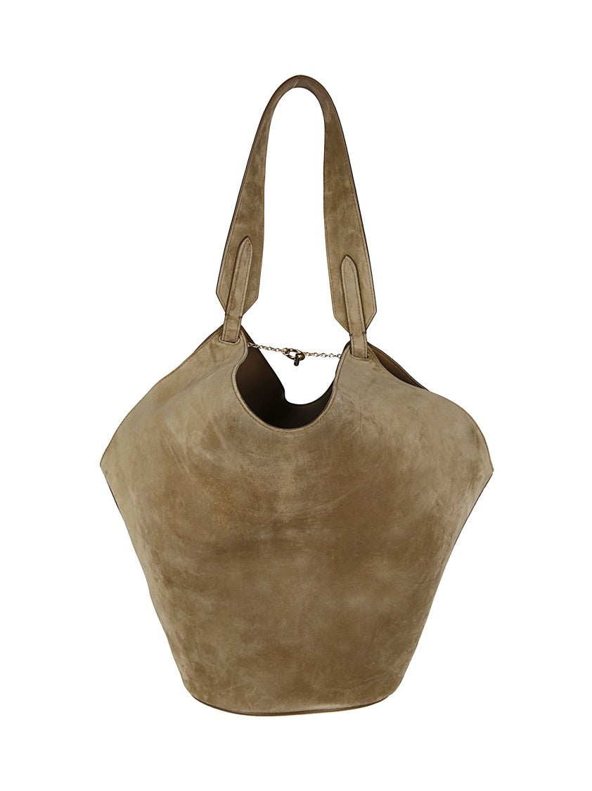 Khaite Suede Handbag With Gold-Tone Clasp