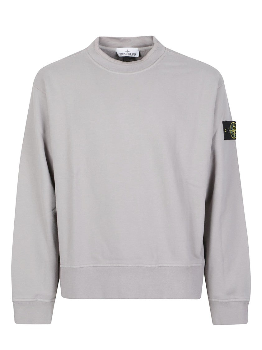 Stone Island Grey Minimalist Logo Patch Cotton Sweatshirt