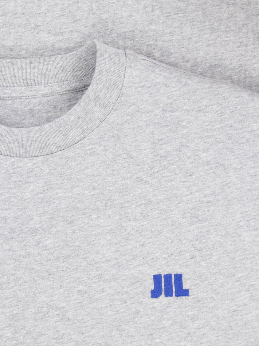 Jil Sander Grey Crewneck Logo Cotton T-Shirt