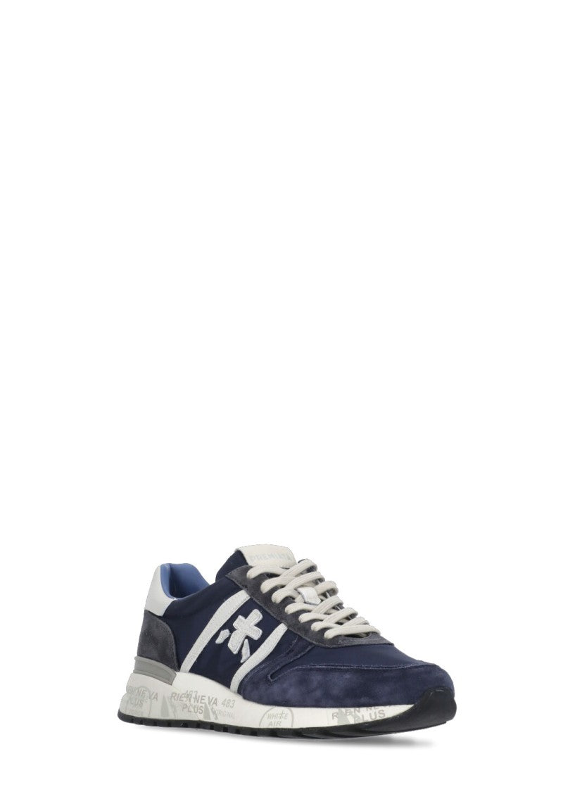 Premiata Blue Lander 7204 Suede-Blend Sneakers