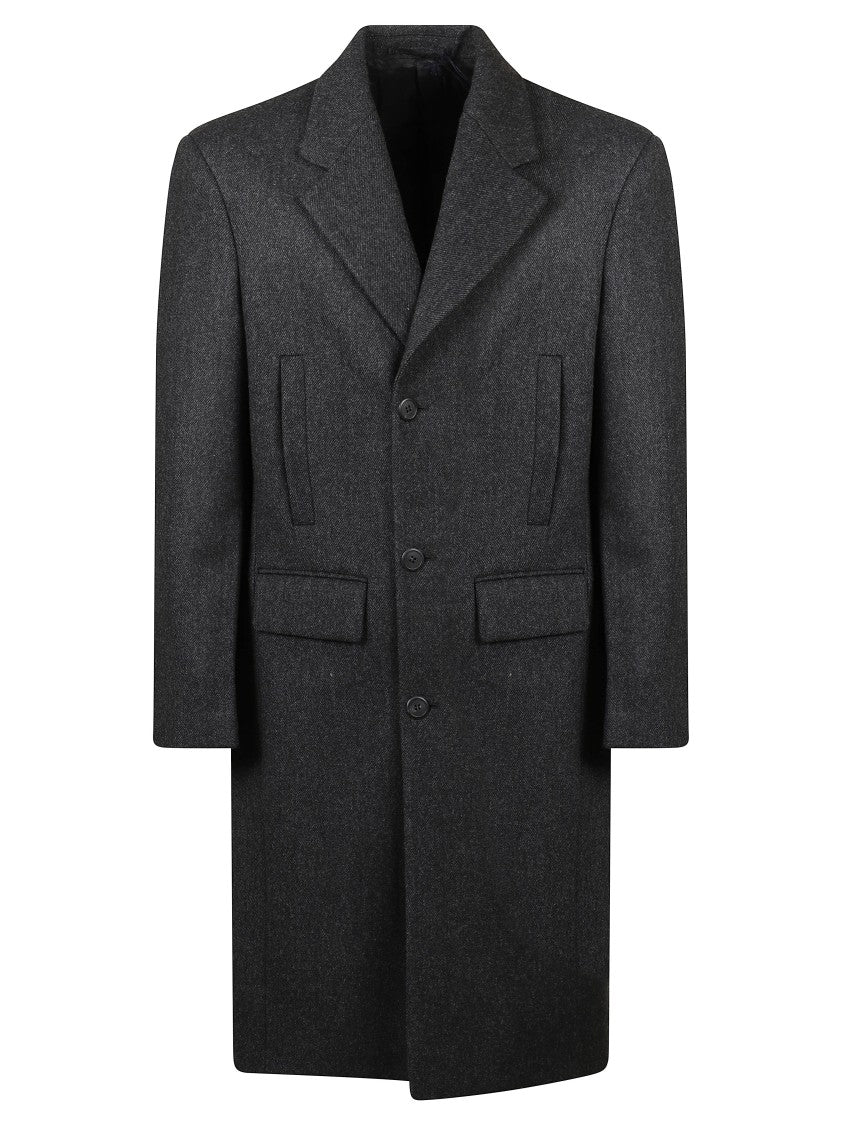 Prada Tailored Grey Coat With Notched Lapel